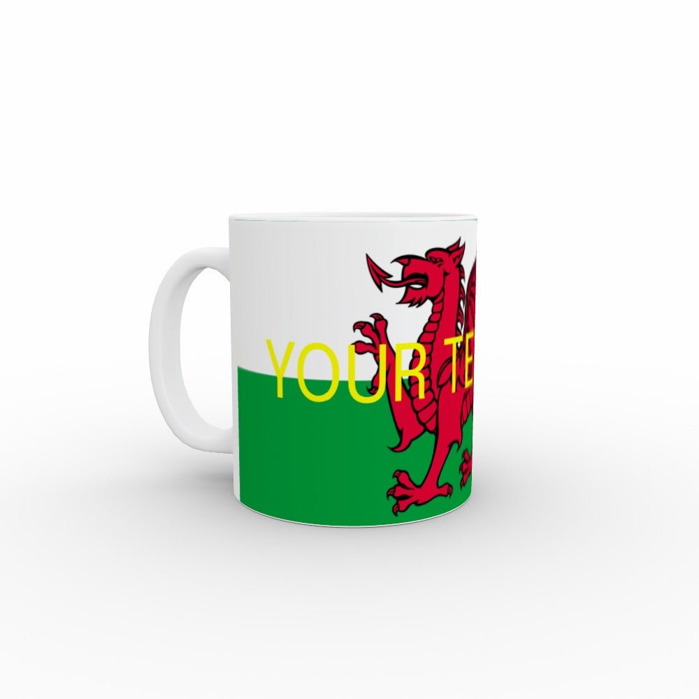 Wales flag mug - personalised text - monkey-print.com