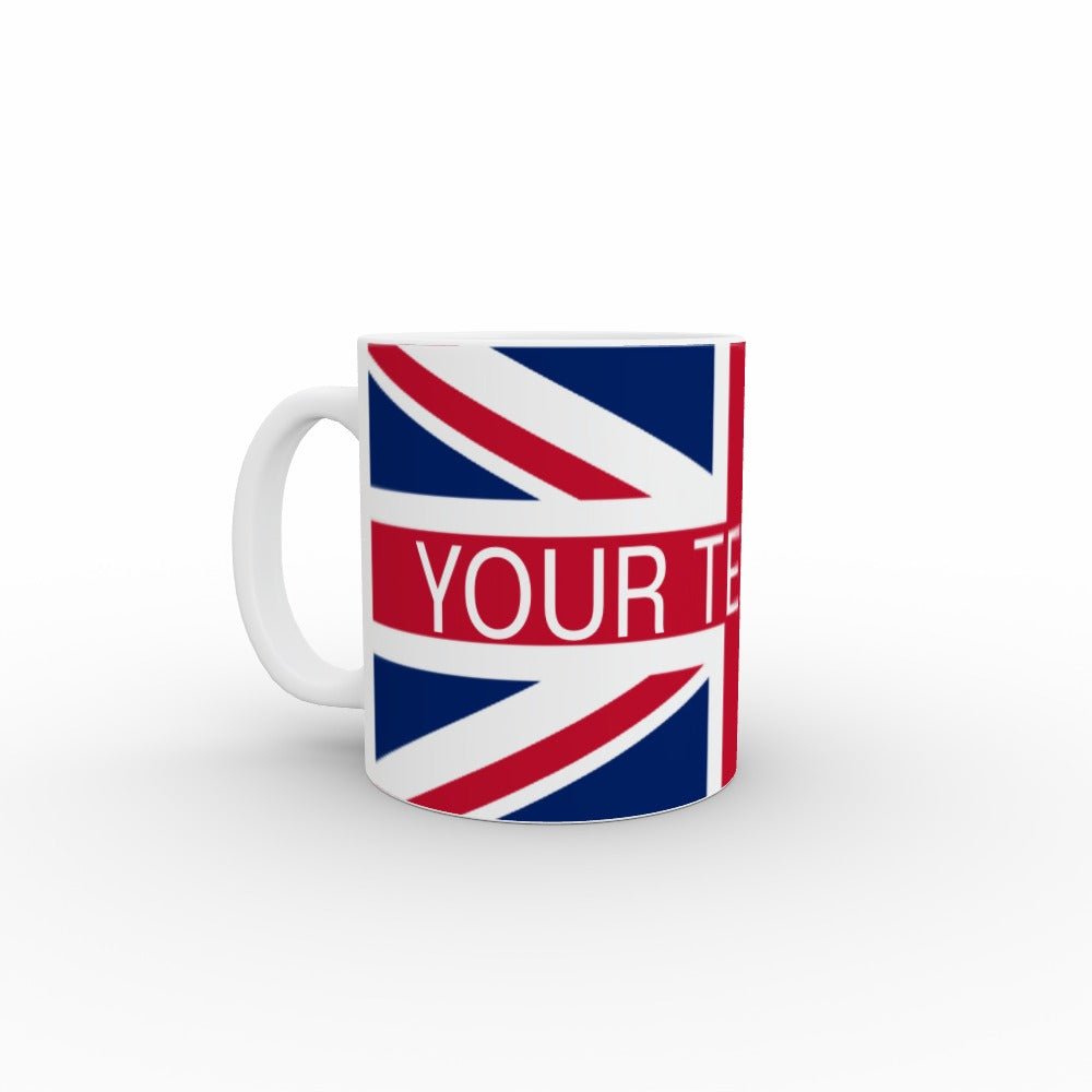 Union Jack flag mug - personalised text - monkey-print.com